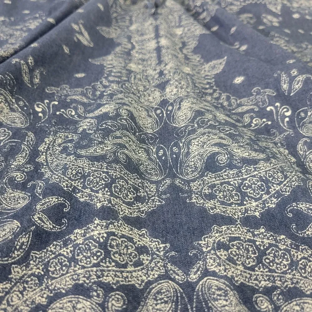 Life Style Shirt Womens Small Blue‎ Tunic Top Paisley 3/4 Bishop Sleeve Keyhole - Picture 9 of 14